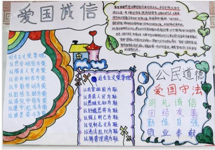 社会主义核心价值观手抄报爱国诚信 精神文明手抄报爱国敬业诚信友善