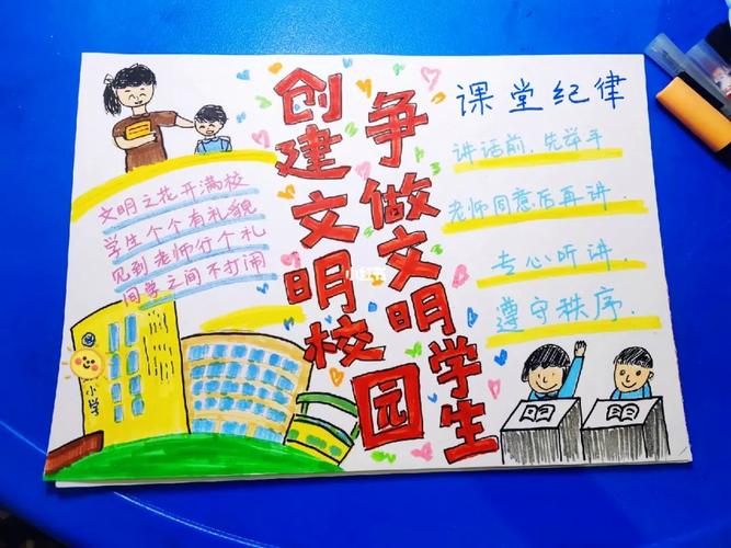 小学手抄报创建文明校园争做文明学生