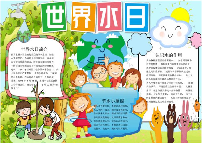 小学生可爱世界水日手抄报电子小报word小报.pdf