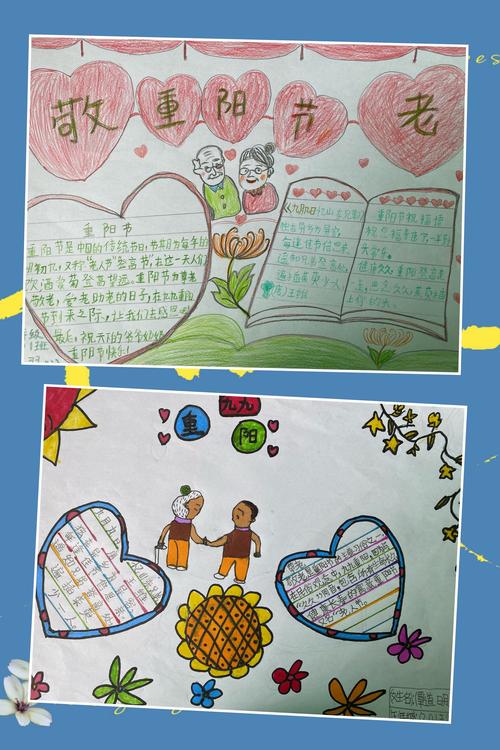 孩子们通过手抄报的制作 进一步了解重阳节的由来 风俗习惯及与重阳节