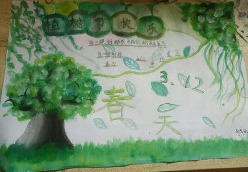 南鲁学区李园小学 种下一棵小树 许下美好祝愿 少先队手抄报绘画活动