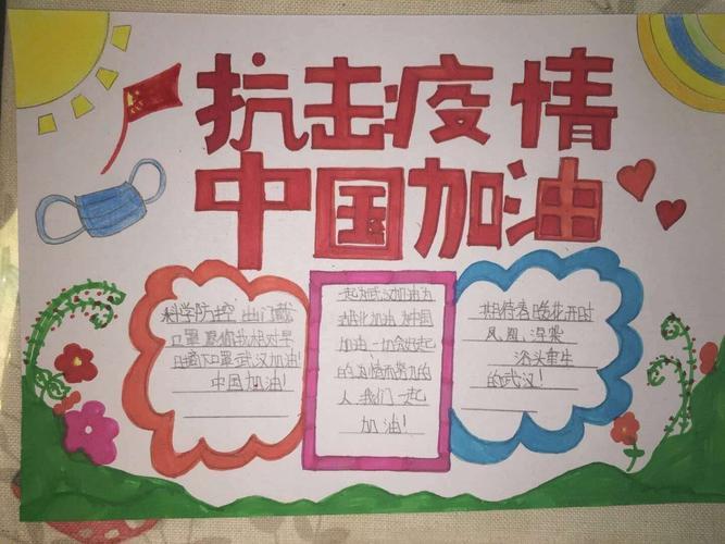 爱我中华戮力同心抗击疫情共克时艰中心小学六年一班手抄报