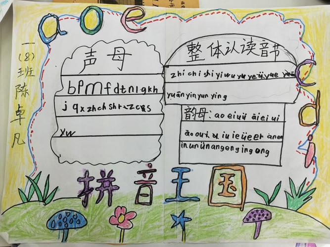 走进拼音王国繁阳小学一8班手抄报展示声母韵母城堡手抄报 手抄报版面