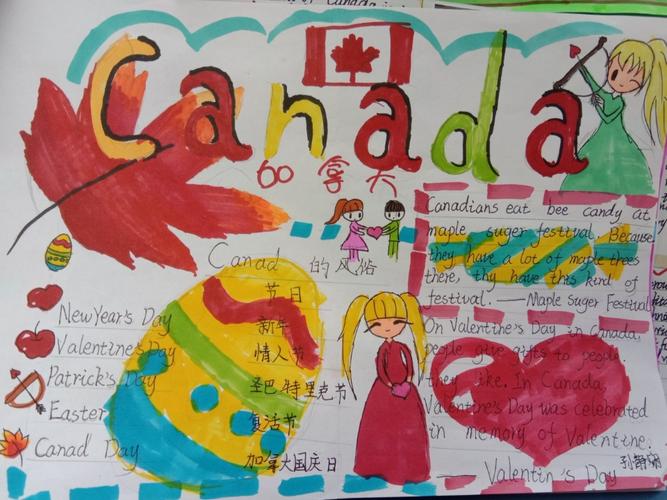 不同的国家 不同的文化风俗 七班同学们的加拿大手抄报真是精彩绝伦