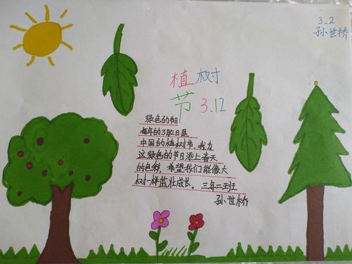 缸窑小学 种一个绿色的梦 延学不停学 美术课程之植树节手抄报