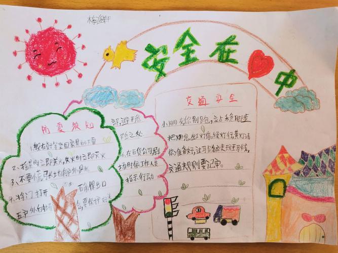 平安行动在我心安全行动手中行手抄报 安全在我心中手抄报