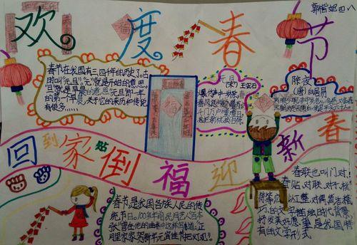 小学生日记赏析新年春节快乐寒假作业手抄报小报素材