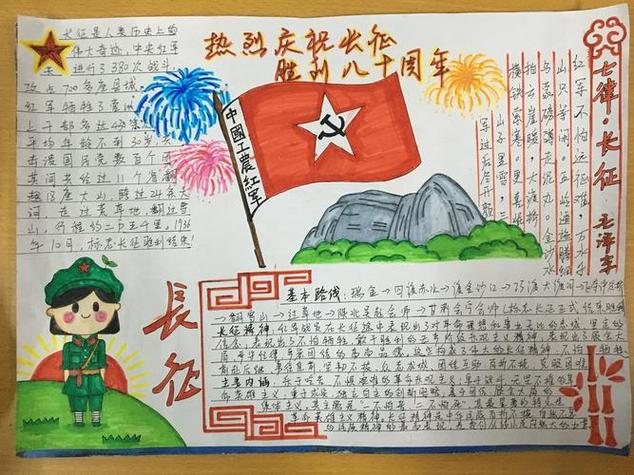 红军精神永垂不朽竖版手抄报红军长征手抄报