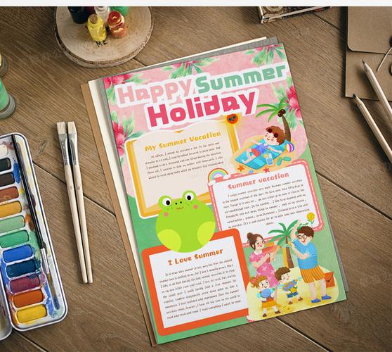 happysummerholiday快乐过暑假英文手抄报竖版模板