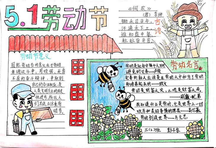 同学们制作了精美的劳动节手抄报 向全世界的劳动者致敬 并送上我们
