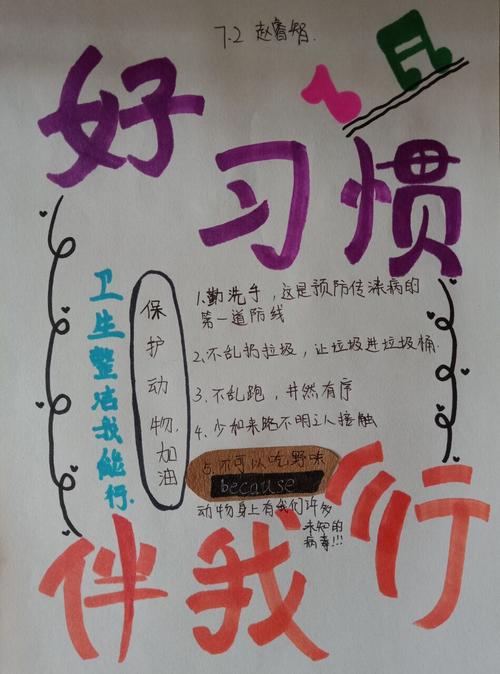 睿智同学的手抄报作品:好习惯 伴我行