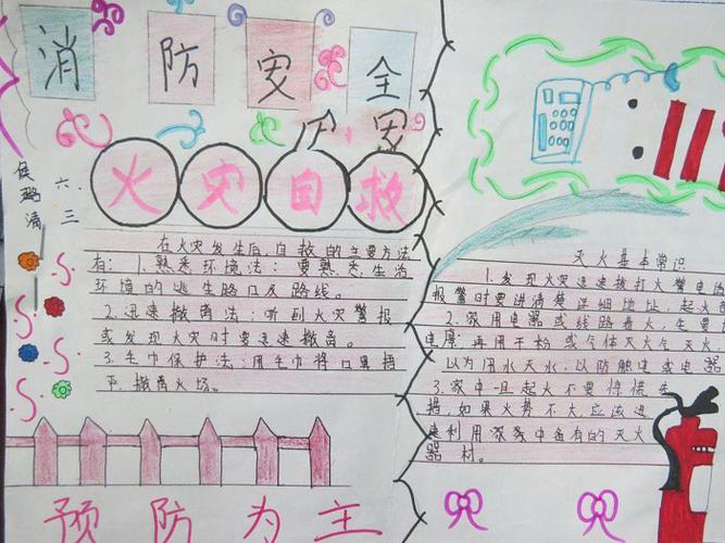 好看的消防安全手抄报图片 火灾预防 法制安全手抄报