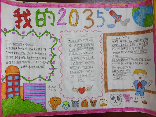 学习十九届五中全会精神 2035 十中集团150团中学2035手抄报