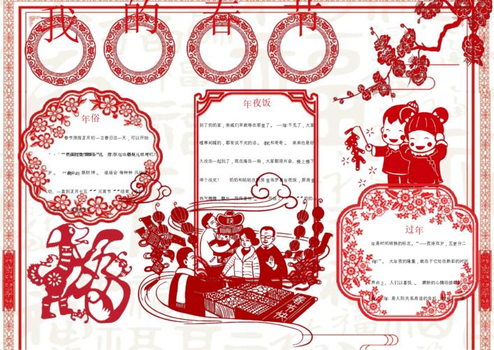 word小报模板我的春节剪纸年俗小报手抄报word模板docx1页