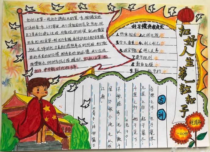 扣好人生第一粒扣子 手抄报图片