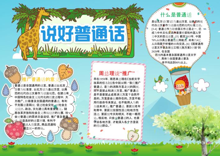 彩色学生电子小报手抄报模板推广普通话5
