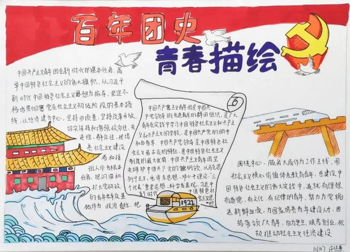 描绘百年团史勇担青春使命手抄报