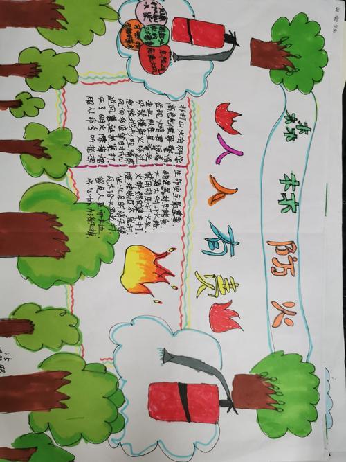 森林防火安全手抄报图片简单漂亮七一剑南路小学一年级五班《森林防火