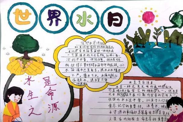 图1小学生保护水资源手抄报简单漂亮爱护水资源 保护环境手抄报图片