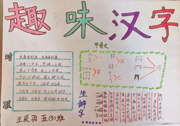 五年级美丽的汉字手抄报有趣的汉字手抄报