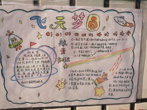 《中国航天》手抄报展示 学习了《飞天梦圆》孩子们心中久久不能