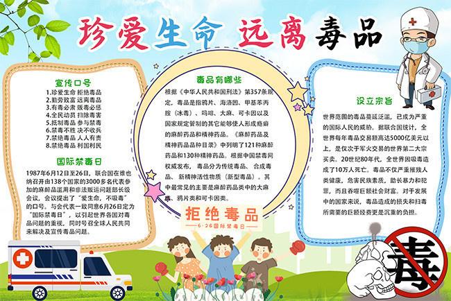 世界禁毒日小报手抄报-海报dm-百图汇素材网