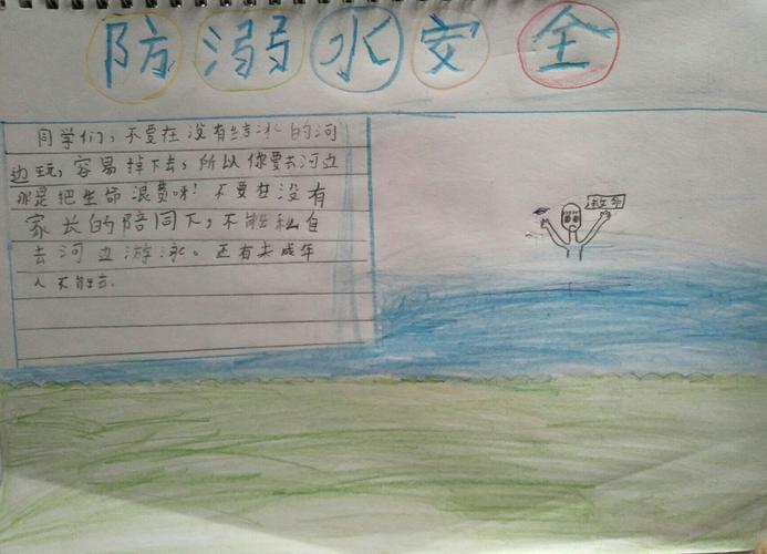 泰安路小学 三年级美术课《防溺水手抄报》