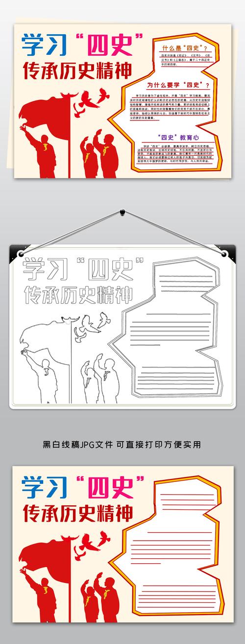 word学习四史小报学四史传承历史精神红色革命教育小报手抄报