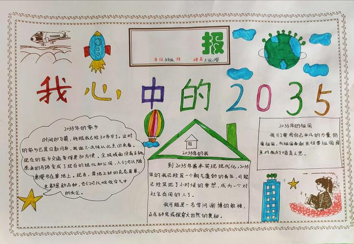 小蒙古马相约2035 玻璃圪旦小学主题手抄报活动