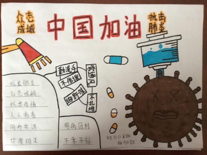 抗击疫情我能行 双语学子 别样 宅家 初008班 手抄报参赛作品展.