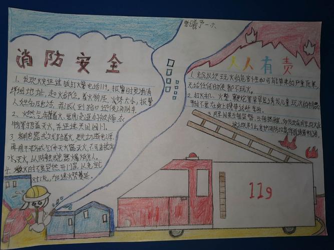 向日葵班 消防安全记心间 手抄报展评