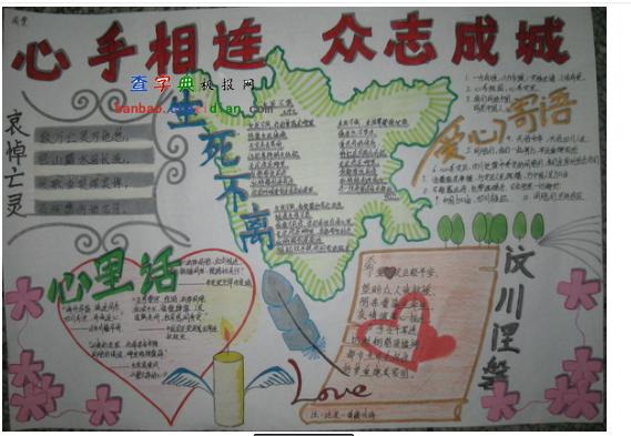 众志成城抗震救灾手抄报