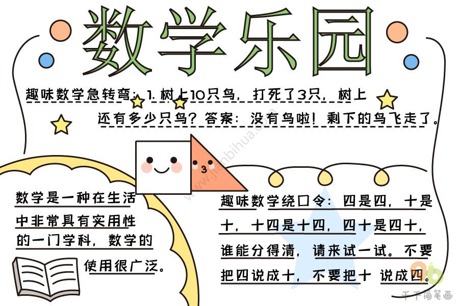 数学乐园手抄报图片