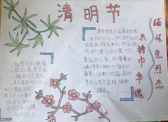 清明节里祭英烈 手抄报上画情思.