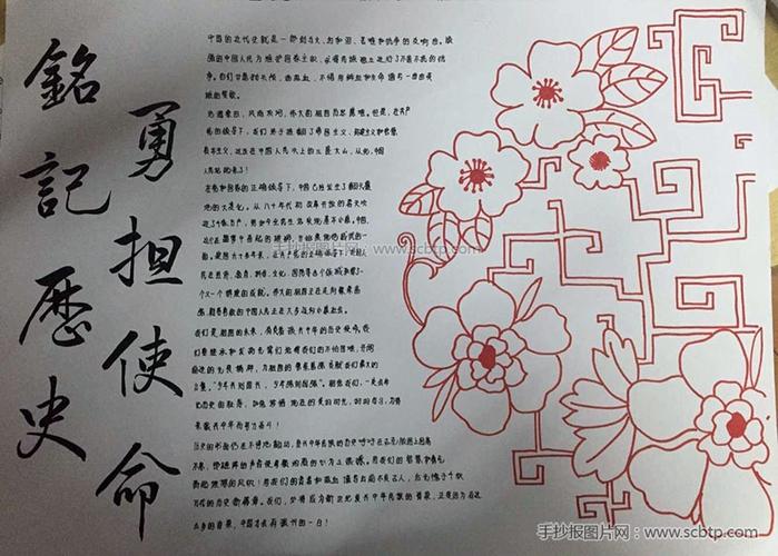 铭记历史勇担使命主题手抄报图片