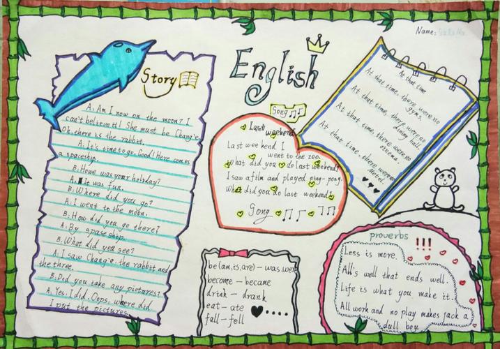 林东蒙古族小学英语手抄报展示 六年级