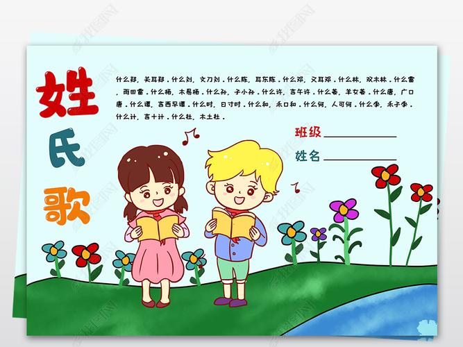原创姓氏歌百家姓小报姓氏的历史由来手抄报电子小报版权可商用