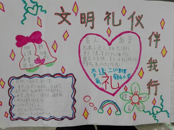 做一个彬彬有礼的好少年 二2班第10期手抄报《礼仪篇》展览