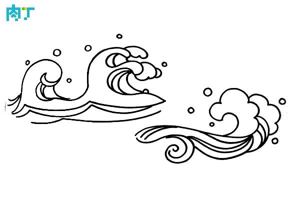 海浪图案简笔画 简单实用的波涛设计素材 手抄报装饰 肉丁儿童网