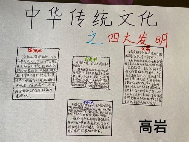 关于中国古代四大发明的手抄报 关于文明的手抄报国四大发明之一手