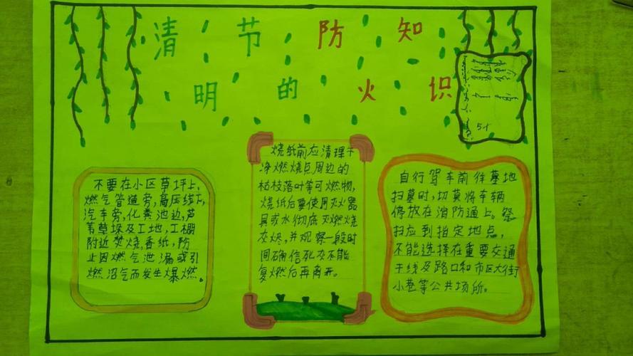 经棚蒙古族小学5年级孩子们的《文明祭祀绿色清明》主题手抄报