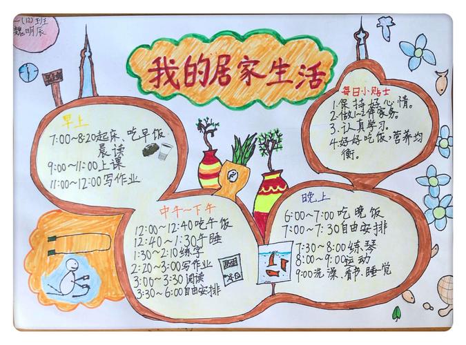 居家有方 自律好少年 手抄报展示