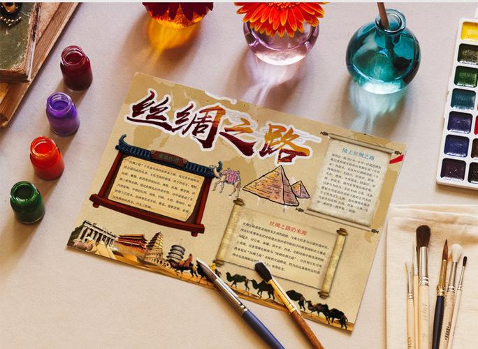 中国风丝绸之路一带一路小报手抄报word模板
