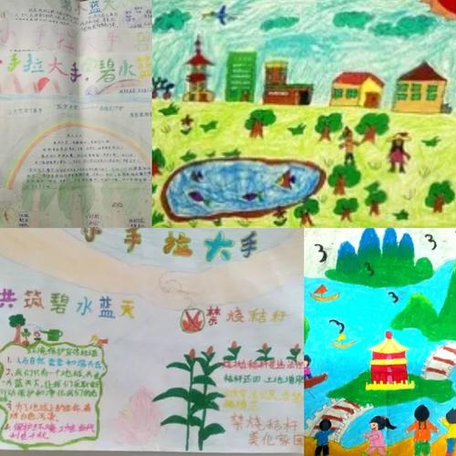 看 这是我们的孩子自己设计画出的手抄报 我心目中的绿水蓝天 .