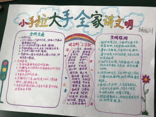 手拉大手文明一起走手抄报 小手拉大手手抄报 手拉大手文明一起走手抄报 小手拉大手手抄报