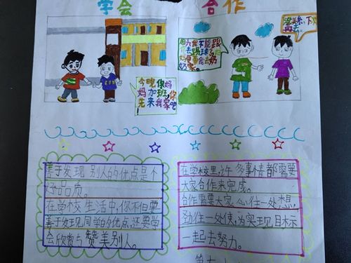 桓仁县东关小学 三年二班王奕涵 手抄报《学会合作》