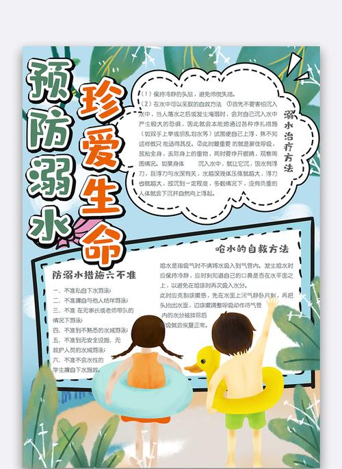 预防溺水珍爱生命夏季防溺水手抄报小报模板图片-正版模板下载