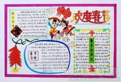 2024年快乐春节幸福家庭手抄报 新年快乐手抄报春节全家福漫画手抄报