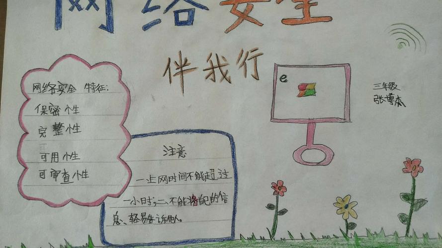 大交中心校贺水小学三年级学生 网络安全 手抄报