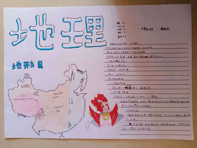 7年5班第四期地理手抄报:中国地势与地形